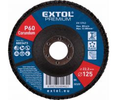 Kotúč lamelový šikmý korundový, P60, 125mm, diera 22,2mm, EXTOL PREMIUM