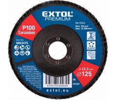 Kotúč lamelový šikmý korundový, P100, 125mm, diera 22,2mm, EXTOL PREMIUM