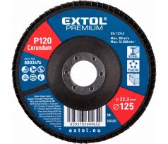 Kotúč lamelový šikmý korundový, P120, 125mm, diera 22,2mm, EXTOL PREMIUM