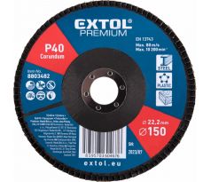 Kotúč lamelový šikmý korundový, P40, 150mm, diera 22,2mm, EXTOL PREMIUM