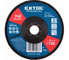Kotúč lamelový šikmý korundový, P60, 150mm, diera 22,2mm, EXTOL PREMIUM