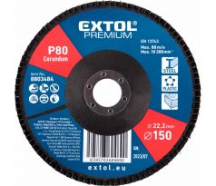 Kotúč lamelový šikmý korundový, P80, 150mm, diera 22,2mm, EXTOL PREMIUM