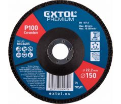Kotúč lamelový šikmý korundový, P100, 150mm, diera 22,2mm, EXTOL PREMIUM