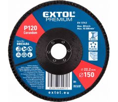 Kotúč lamelový šikmý korundový, P120, 150mm, diera 22,2mm, EXTOL PREMIUM