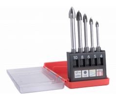Vrtáky do skla, sada 5ks, 4-5-6-8-10mm, šesťhranná 1/4" stopka, EXTOL PREMIUM