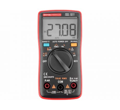 Multimeter digitálny s automatickou voľbou rozsahov,True RMS, max. 750V/1000V AC/DC, EXTOL PREMIUM