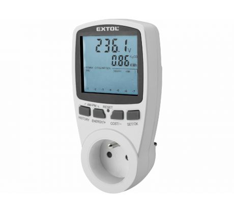 Merač príkonu a spotreby, max. 3680W, meranie: W/Wh/A/V/Hz, EXTOL PREMIUM