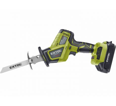 Píla chvostová akumulátorová bezuhlíková, 20V, 1x 2Ah Li-ion, 2A nabíjačka, kmit 22mm, EXTOL CRAFT