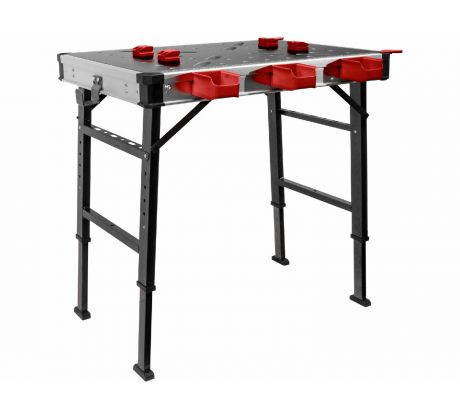 Stôl pracovný skladací, max. 450kg, 845x598x735-885mm, fixačné otvory, FORTUM