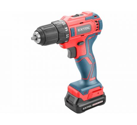 Vŕtačka akumulátorová, bezuhlíkový motor, 12V, 1x2Ah Li-ion, EXTOL PREMIUM