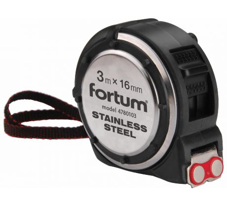 Meter zvinovací 3mx16mm s brzdou, antikorový obal, magnet, FORTUM