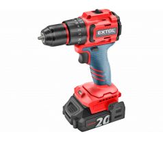 Vŕtačka s príklepom aku kompaktná Share20V, 1x 2Ah, 50Nm, bezuhlíkový motor, EXTOL PREMIUM