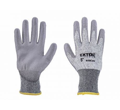 Rukavice polyesterové polomáčané v polyuretáne, 8", EXTOL PREMIUM