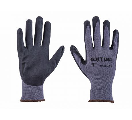 Rukavice nylonové polomáčané v nitrile, 9", EXTOL PREMIUM