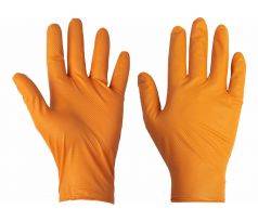 Rukavice nitrilové nepudrované oranžové, veľ. XL diamantový povrch 50ks