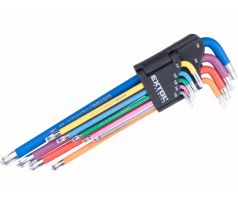 Kľúče Torx farebné predĺžené, 9ks, T10-T50mm, S2, EXTOL PREMIUM