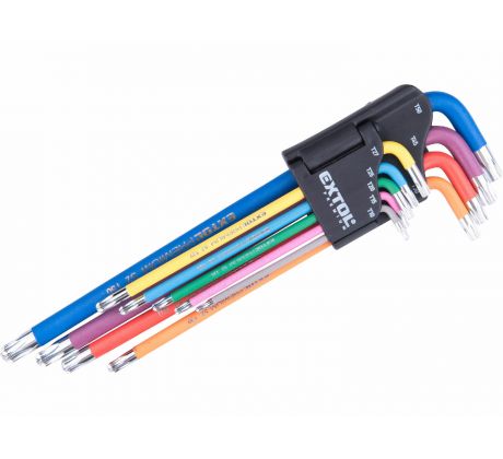 Kľúče Torx farebné predĺžené, 9ks, T10-T50mm, S2, EXTOL PREMIUM