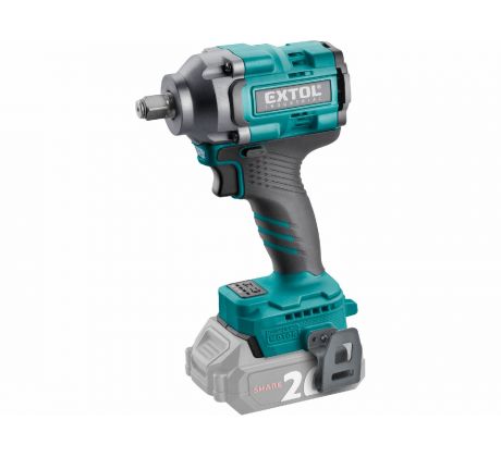 Uťahovač rázový aku Share20V, 1/2", bez aku, 500Nm, bezuhlíkový motor, EXTOL INDUSTRIAL