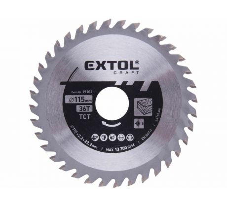 Kotúč pílový s SK plátkami, 115x2,2x22,2mm, 36z, EXTOL CRAFT
