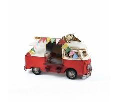 Kovové auto „ICECREAM“ – Retro zmrzlinový van červenobielé