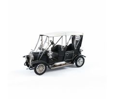 Kovové auto – Vintage čierny model s bielou strechou