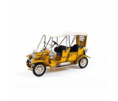 Kovové auto – Vintage žltý model s bielou strechou