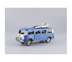 Kovové auto – VW T1 Bulli s trojicou surfov modrobielý