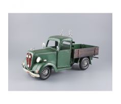 Kovové auto – Vintage zelený pickup s drevenou korbou