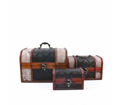 Súprava zdobených úložných boxov (3 ks) – 22x16x16
