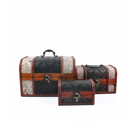 Súprava zdobených úložných boxov (3 ks) – 22x16x16