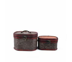 Súprava zdobených úložných boxov (2 ks) – 19x15x13