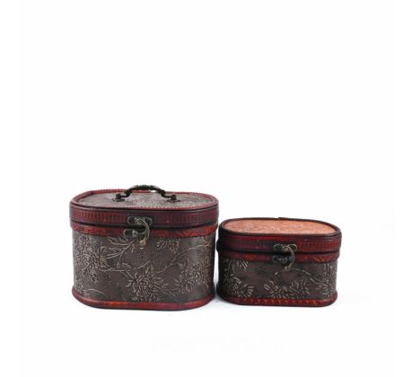 Súprava zdobených úložných boxov (2 ks) – 19x15x13