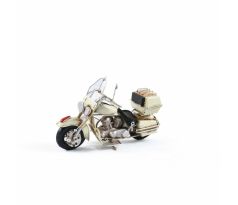 Krémová kovová motorka "TOURING" – cca 13x21 cm