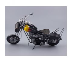 Čierna kovová motorka so žltou nádržou – 13x32x18 cm