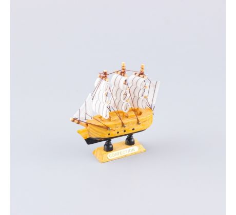 Drevená plachetnica CONFECTION Natur & Lak 10x9x3 cm