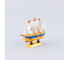 Drevená plachetnica CONFECTION Blue Stripe Natur & Lak 10x9x3 cm