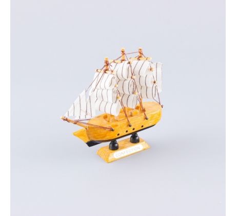 Drevená plachetnica CONFECTION Natur Lak & Black Stripe 11x10x3 cm